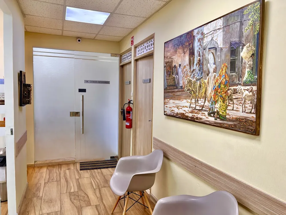 The corridor and reception entrance at Agate Radiology Clinic